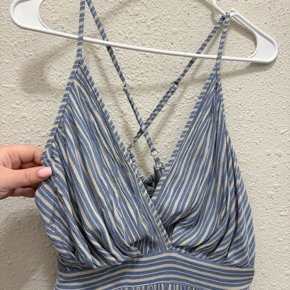 Angie Blue and White Striped Maxi Dress Size M - Picture 3 of 4